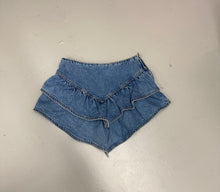 Load image into Gallery viewer, Ruffle Denim Mini Skirt
